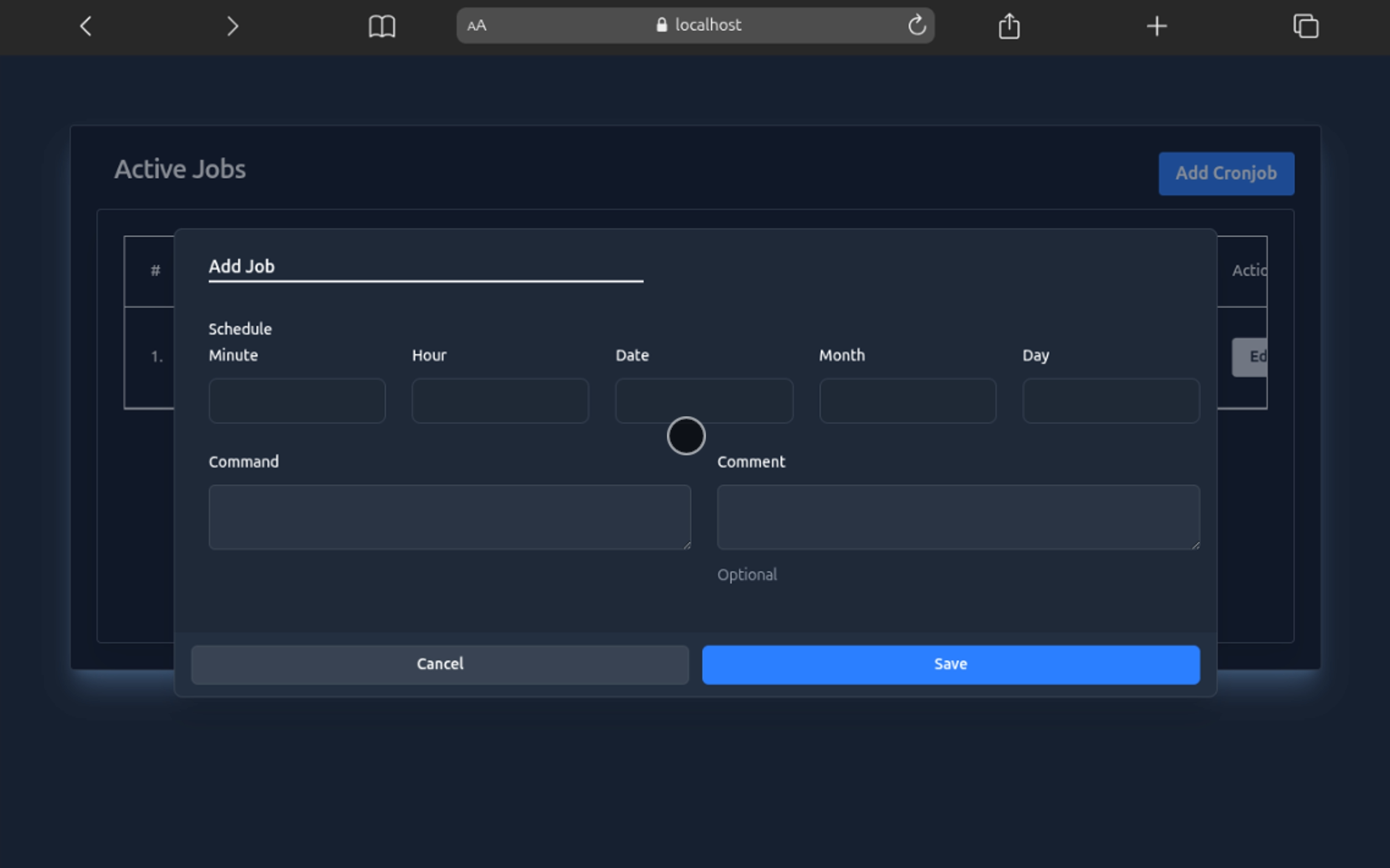 CronDashboard Schedule List